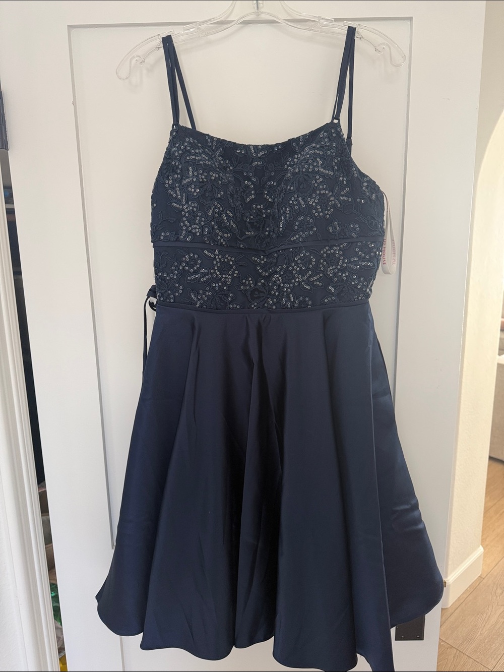 JJs House Navy Beaded Spaghetti-Strap Mini Dress